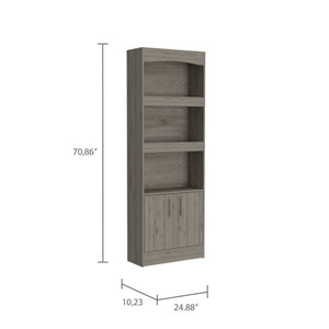 HomeRoots 71" Three Tier Bookcase with Doors - Durable, Space-Saving Storage for Books & Décor in Any Room 403759