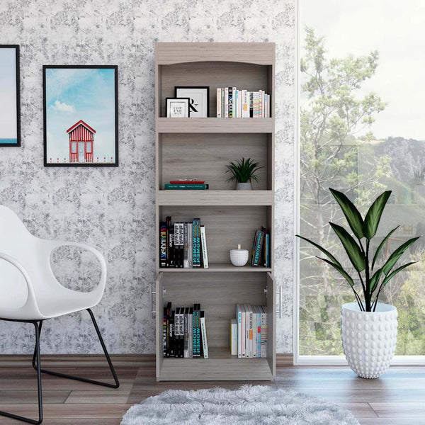 HomeRoots 71" Three Tier Bookcase with Doors - Durable, Space-Saving Storage for Books & Décor in Any Room 403759