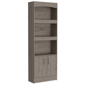 HomeRoots 71" Three Tier Bookcase with Doors - Durable, Space-Saving Storage for Books & Décor in Any Room 403759