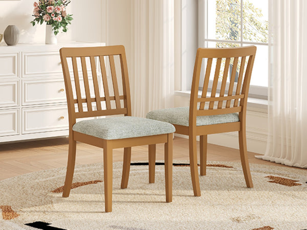 English Elm 2-piece Scandinavian Rubberwood Dining Chair Set with Curved Backrest and Padded Fabric Seat Light Brown N752P405934A