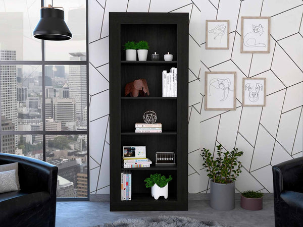 HomeRoots Black Five-Tier Bookcase – Stylish Vertical Storage for Books, Décor, and Organizers in Any Space 403760