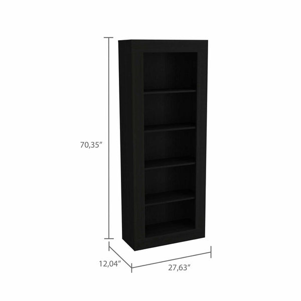 HomeRoots Black Five-Tier Bookcase – Stylish Vertical Storage for Books, Décor, and Organizers in Any Space 403760