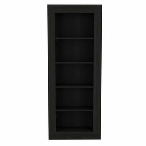 HomeRoots Black Five-Tier Bookcase – Stylish Vertical Storage for Books, Décor, and Organizers in Any Space 403760