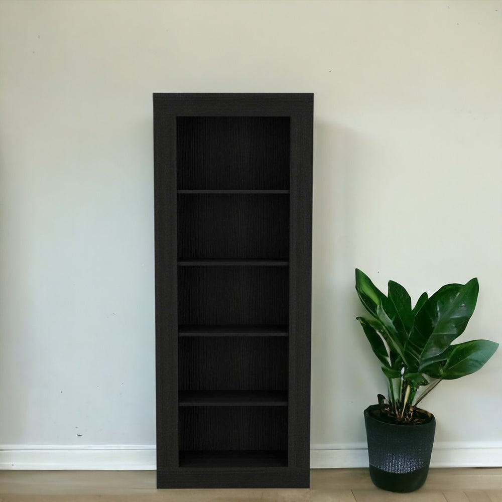 HomeRoots Black Five-Tier Bookcase – Stylish Vertical Storage for Books, Décor, and Organizers in Any Space 403760