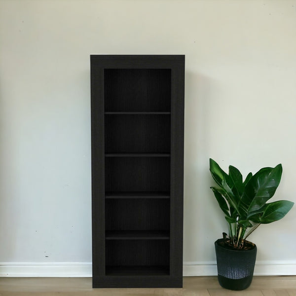 HomeRoots Black Five-Tier Bookcase – Stylish Vertical Storage for Books, Décor, and Organizers in Any Space 403760