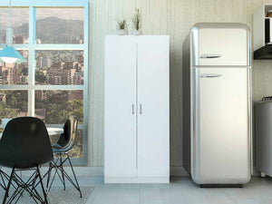 Homeroots 63” Classic White Pantry Cabinet With Two Full Size Doors  Particle Board 403762