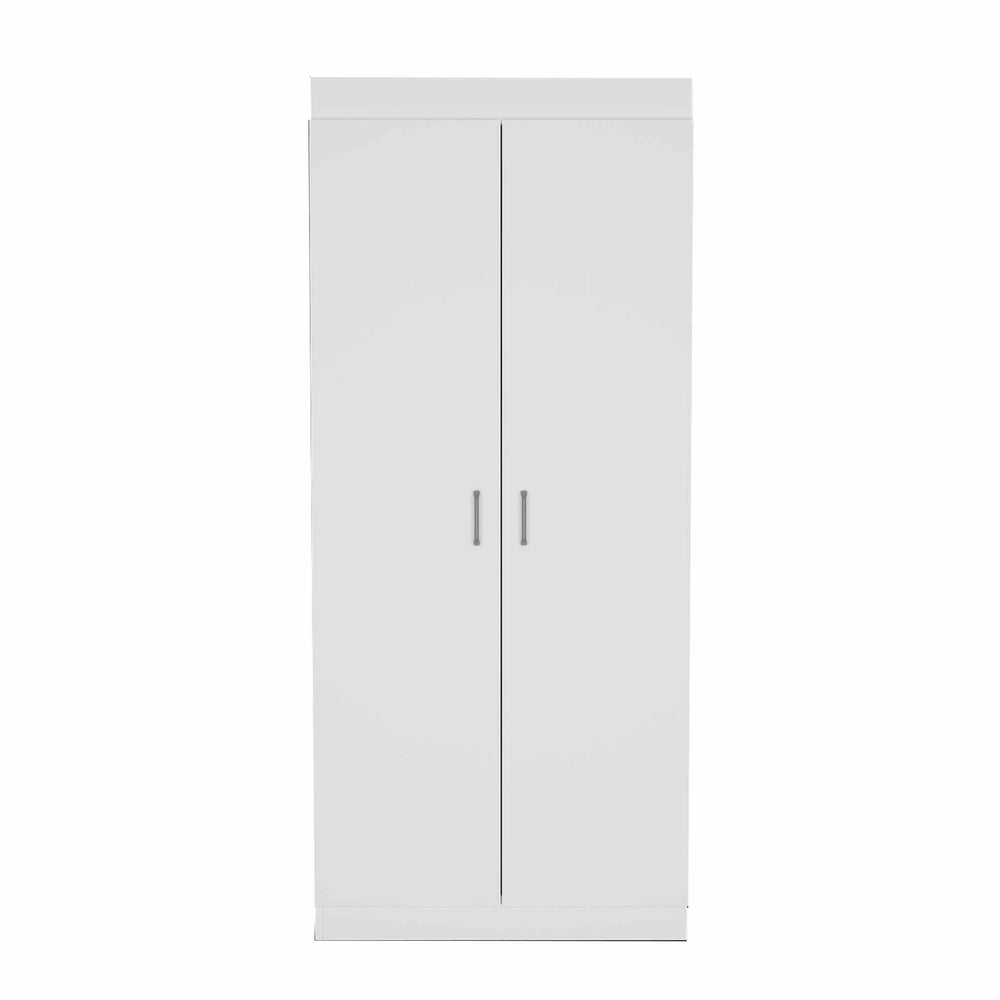 Homeroots 63” Classic White Pantry Cabinet With Two Full Size Doors  Particle Board 403762