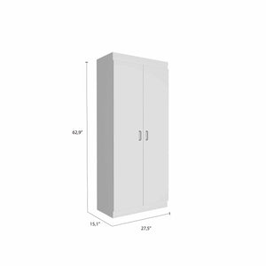 Homeroots 63” Classic White Pantry Cabinet With Two Full Size Doors  Particle Board 403762
