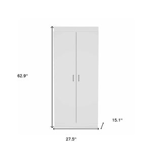Homeroots 63” Classic White Pantry Cabinet With Two Full Size Doors  Particle Board 403762