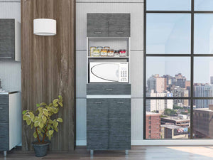 Homeroots 79" Gray Pantry Cabinet With Three Storage Shelves  Particle Board 403763