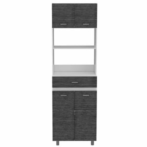 Homeroots 79" Gray Pantry Cabinet With Three Storage Shelves  Particle Board 403763