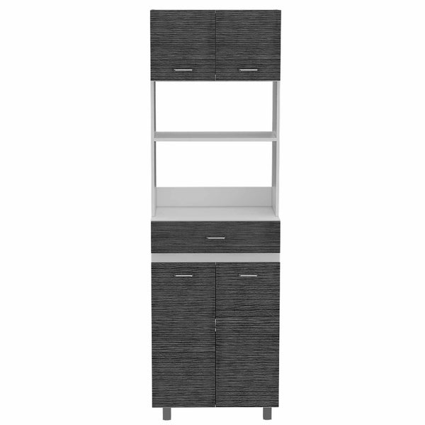 Homeroots 79" Gray Pantry Cabinet With Three Storage Shelves  Particle Board 403763