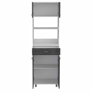 Homeroots 79" Gray Pantry Cabinet With Three Storage Shelves  Particle Board 403763