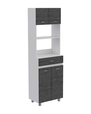 Homeroots 79" Gray Pantry Cabinet With Three Storage Shelves  Particle Board 403763
