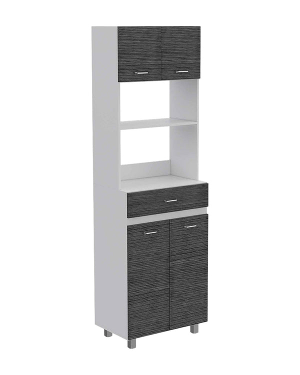 Homeroots 79" Gray Pantry Cabinet With Three Storage Shelves  Particle Board 403763
