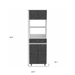 Homeroots 79" Gray Pantry Cabinet With Three Storage Shelves  Particle Board 403763