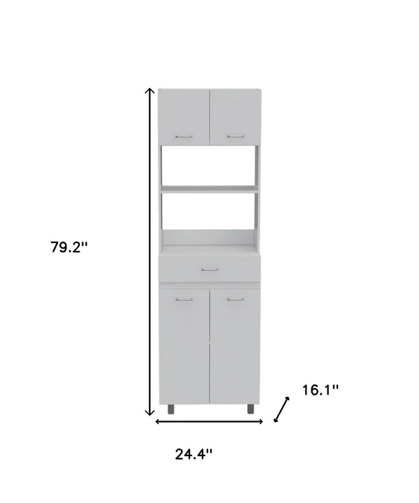 Homeroots 79" White Pantry Cabinet With Three Shelves  Particle Board 403764