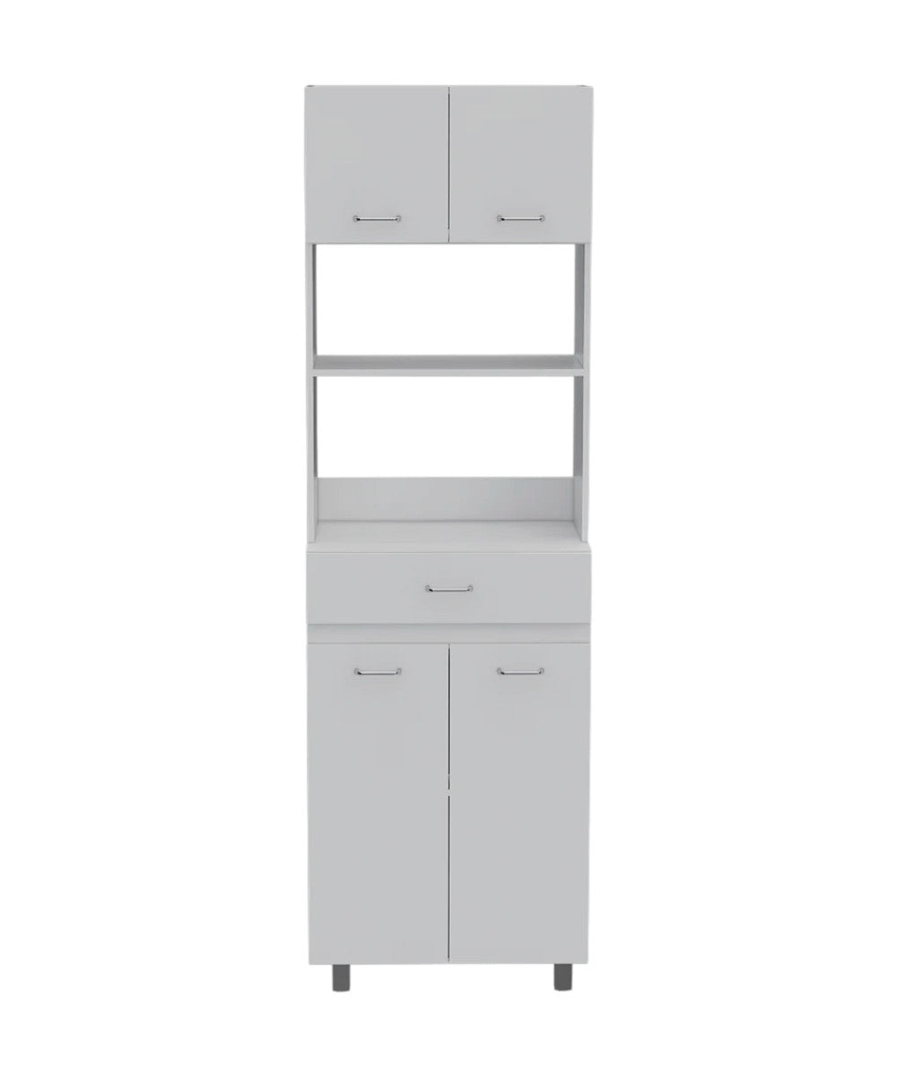 Homeroots 79" White Pantry Cabinet With Three Shelves  Particle Board 403764