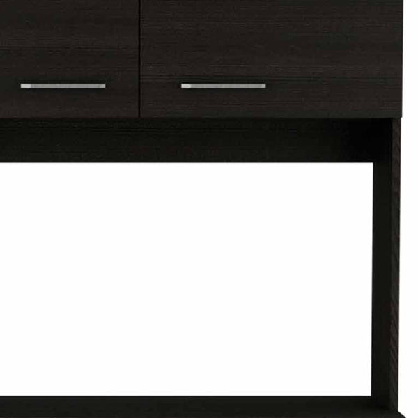 Homeroots 71" Modern Black Pantry Cabinet With Three Storage Shelves  Particle Board 403765
