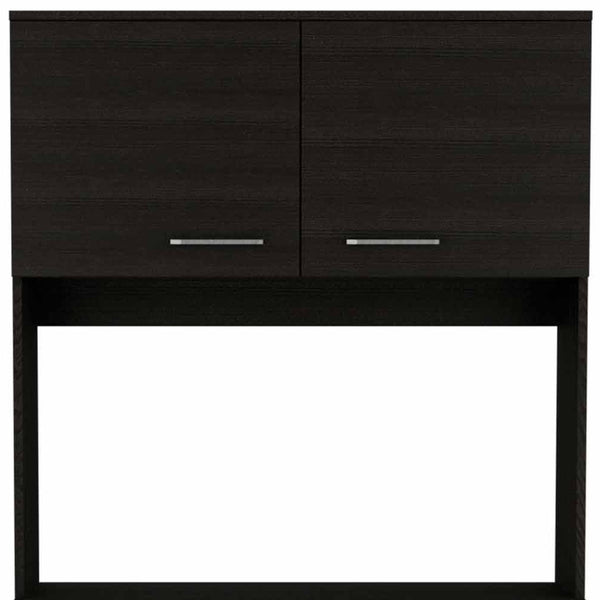 Homeroots 71" Modern Black Pantry Cabinet With Three Storage Shelves  Particle Board 403765