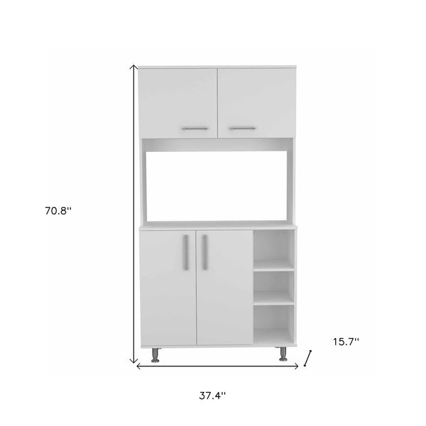 Homeroots 71" Modern White Pantry Cabinet With Five Shelves  Particle Board 403766