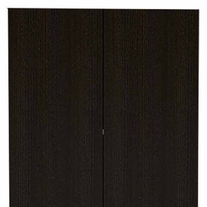 Homeroots 79" Modern Black Pantry Cabinet With Two Doors And Five Shelves  Particle Board 403768