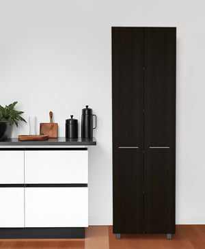 Homeroots 79" Modern Black Pantry Cabinet With Two Doors And Five Shelves  Particle Board 403768