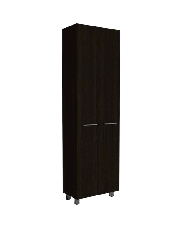 Homeroots 79" Modern Black Pantry Cabinet With Two Doors And Five Shelves  Particle Board 403768