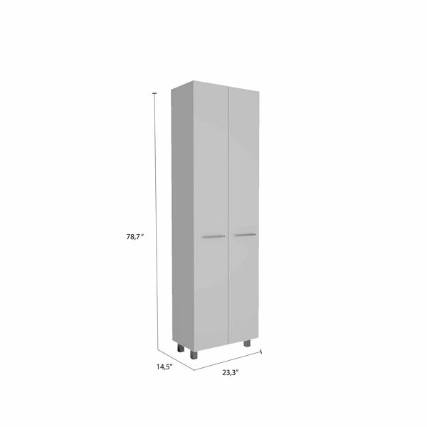 Homeroots 78" Modern White Pantry Cabinet With Two Full Size Doors  Manufactured Wood 403769