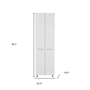 HomeRoots 78" Modern White Pantry Cabinet - Sleek Storage Solution with 5 Shelves for Kitchen & Home Organization 403769