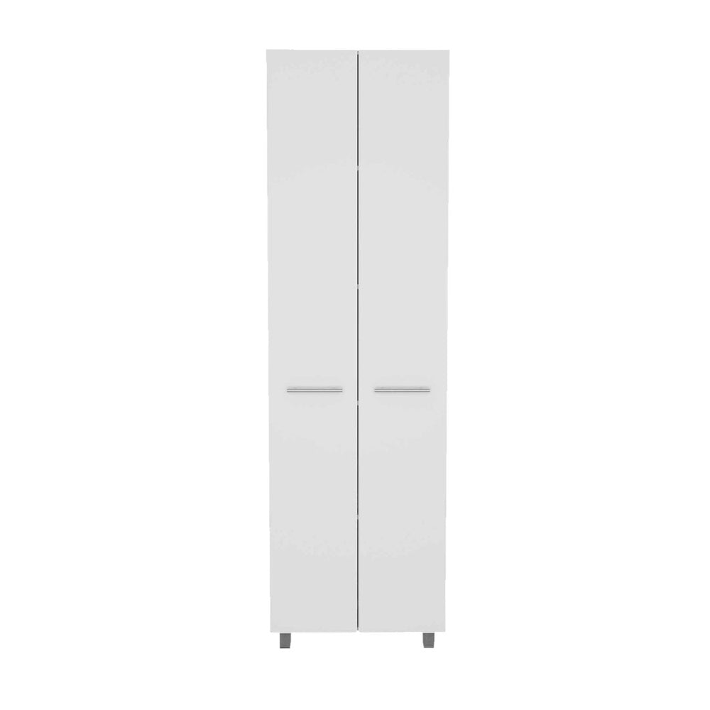 HomeRoots 78" Modern White Pantry Cabinet - Sleek Storage Solution with 5 Shelves for Kitchen & Home Organization 403769