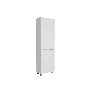 HomeRoots 78" Modern White Pantry Cabinet - Sleek Storage Solution with 5 Shelves for Kitchen & Home Organization 403769