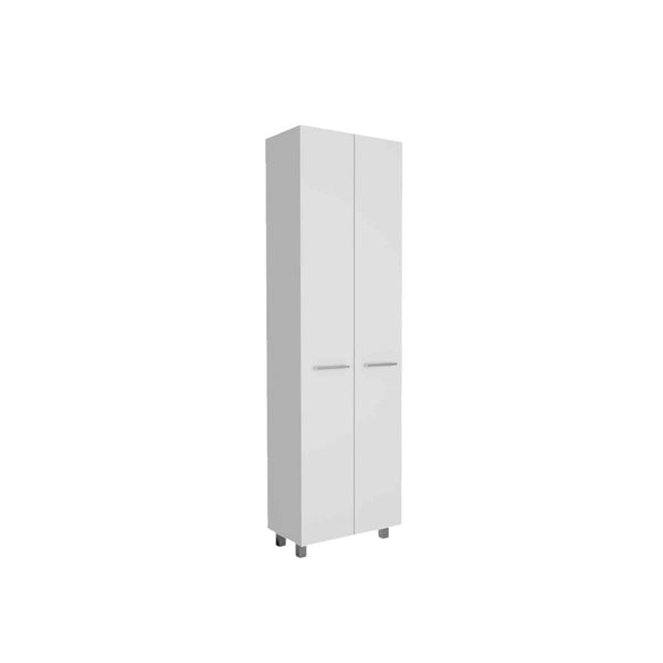 HomeRoots 78" Modern White Pantry Cabinet - Sleek Storage Solution with 5 Shelves for Kitchen & Home Organization 403769