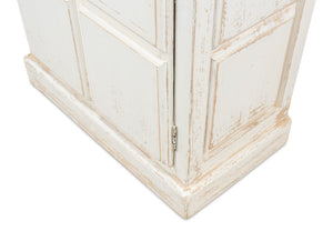 Sarreid Tower Bookcase - Stylish Antiqued White Finish With 4 Removable Shelves And Lock & Key For Security Ivory  40376
