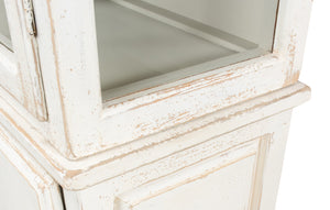 Sarreid Tower Bookcase - Stylish Antiqued White Finish With 4 Removable Shelves And Lock & Key For Security Ivory  40376