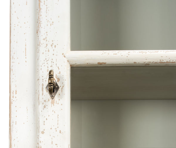 Sarreid Tower Bookcase - Stylish Antiqued White Finish With 4 Removable Shelves And Lock & Key For Security Ivory  40376