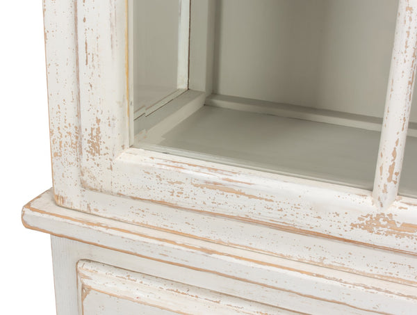 Sarreid Tower Bookcase - Stylish Antiqued White Finish With 4 Removable Shelves And Lock & Key For Security Ivory  40376