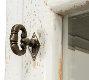 Sarreid Tower Bookcase - Stylish Antiqued White Finish With 4 Removable Shelves And Lock & Key For Security Ivory  40376