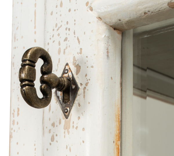 Sarreid Tower Bookcase - Stylish Antiqued White Finish With 4 Removable Shelves And Lock & Key For Security Ivory  40376