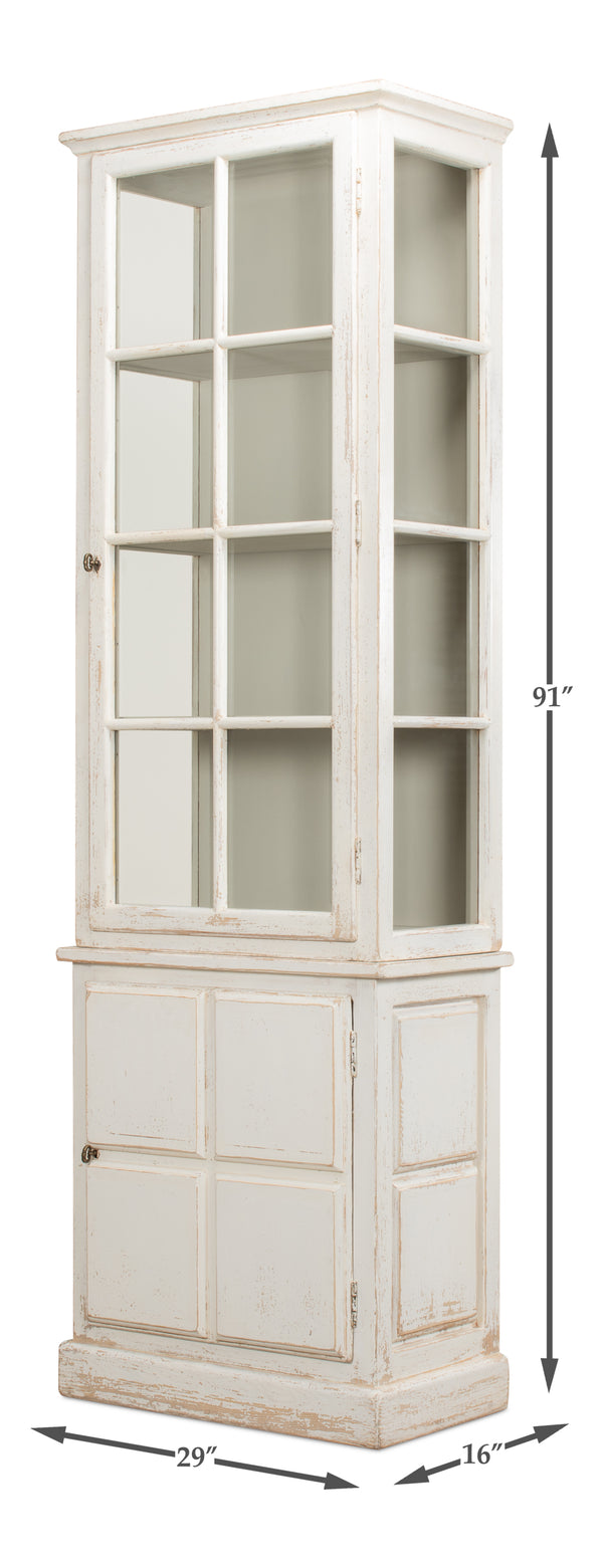 Sarreid Tower Bookcase - Stylish Antiqued White Finish With 4 Removable Shelves And Lock & Key For Security Ivory  40376