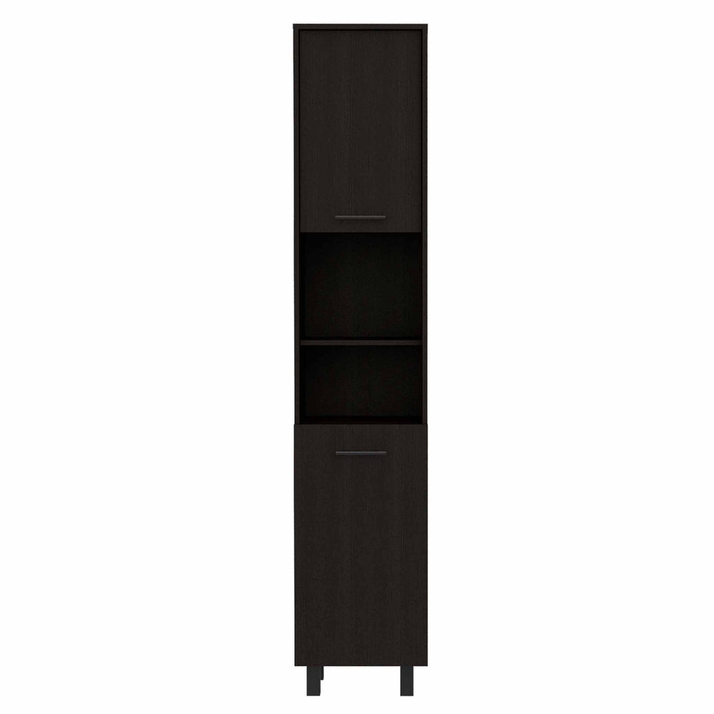 Homeroots 79" Modern Black Pantry Cabinet With Five Shelves  Particle Board 403770