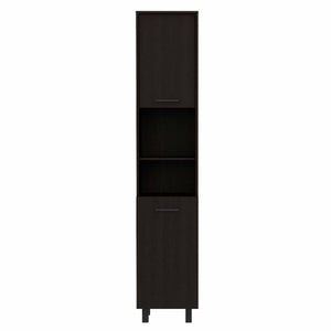 Homeroots 79" Modern Black Pantry Cabinet With Five Shelves  Particle Board 403770