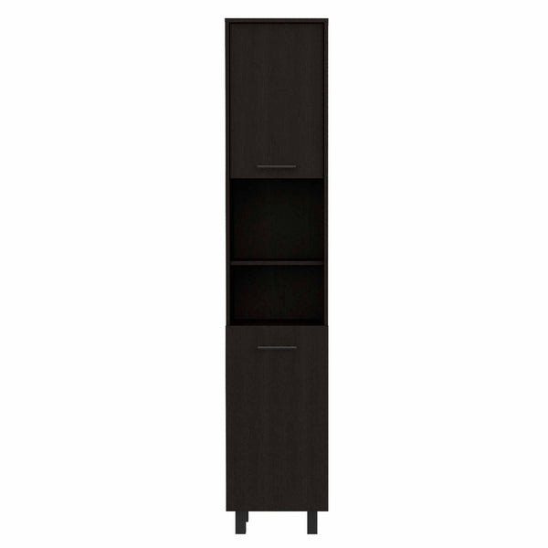 Homeroots 79" Modern Black Pantry Cabinet With Five Shelves  Particle Board 403770