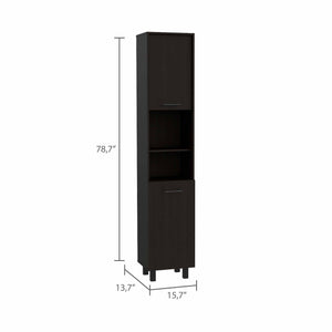 Homeroots 79" Modern Black Pantry Cabinet With Five Shelves  Particle Board 403770