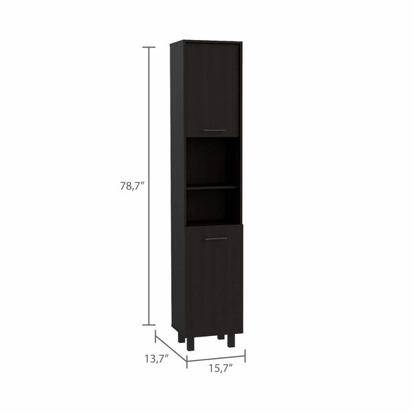 Homeroots 79" Modern Black Pantry Cabinet With Five Shelves  Particle Board 403770