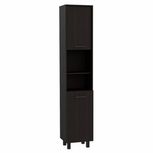 Homeroots 79" Modern Black Pantry Cabinet With Five Shelves  Particle Board 403770