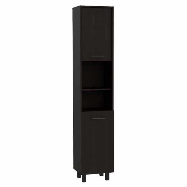 Homeroots 79" Modern Black Pantry Cabinet With Five Shelves  Particle Board 403770