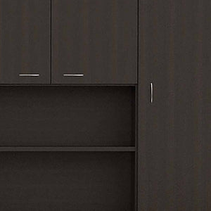 Homeroots 67" Modern Black Pantry Cabinet With Five Shelves  Particle Board 403773
