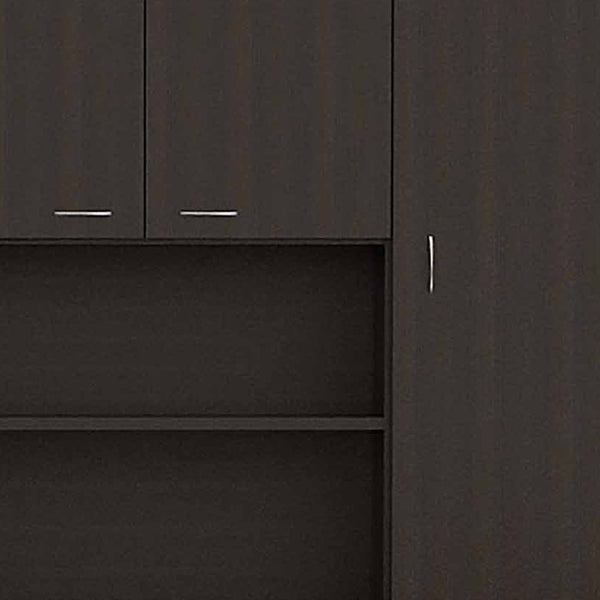 Homeroots 67" Modern Black Pantry Cabinet With Five Shelves  Particle Board 403773