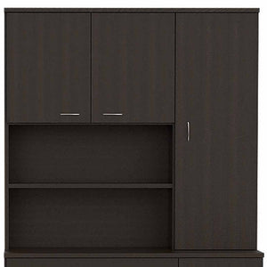 Homeroots 67" Modern Black Pantry Cabinet With Five Shelves  Particle Board 403773